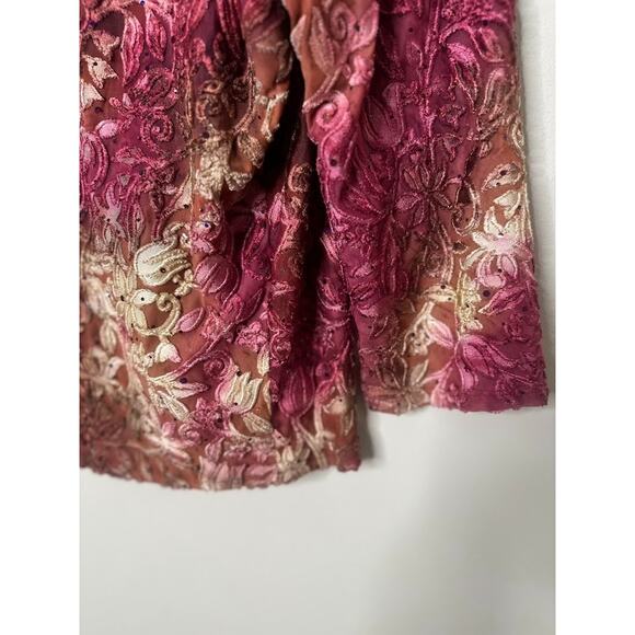 Vintage Dressbarn Woman Top 1X Velvet Burnout Whimsigoth Autumn Fairy Stretch - Picture 3 of 7